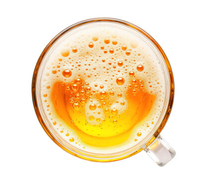 Top View Of Glass Of Beer On Transparent Isolated Background