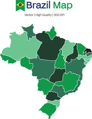 Brazil map on white background , Brazil Vector Design Template , Flag of Brazil, Flat simple Brazil map ,  Independence day design for Brazilian celebration , Map of Distrito Federal do Brasil