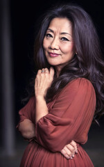 Fototapeta premium portrait photo of beautiful middle aged adult asian woman, generative AI