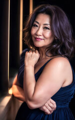 portrait photo of beautiful middle aged adult asian woman, generative AI