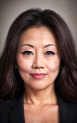 portrait photo of beautiful middle aged adult asian woman, generative AI