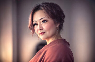 portrait photo of happy beautiful old woman lady, generative AI