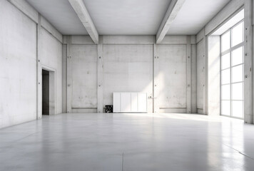 Empty White Room Windows Tile Floors