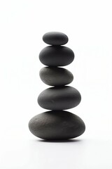 Balanced Japanese Rocks in Ascending Order, Isolated on White. Generative ai