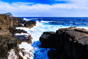 Obraz premium 南原千畳岩海岸の溶岩台地と風景
