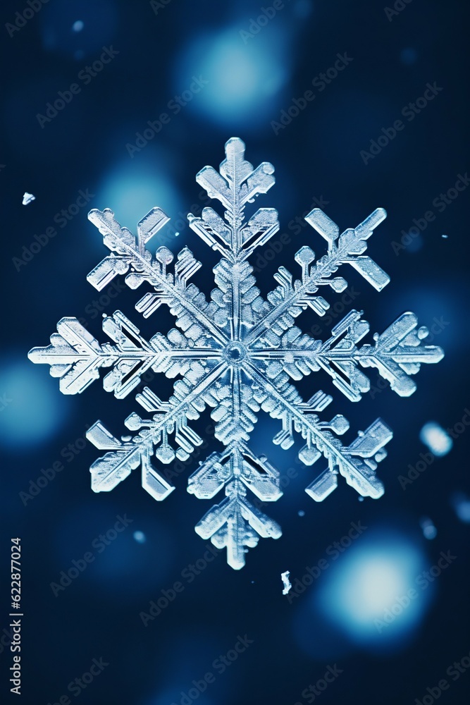 Poster macro texture of delicate snowflakes. generative ai