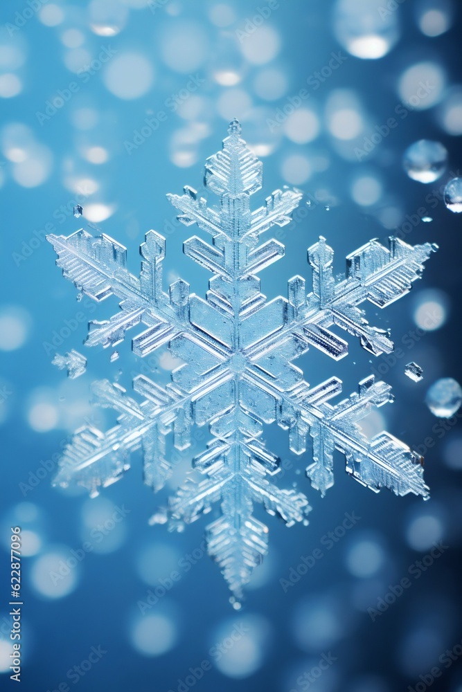 Poster macro texture of delicate snowflakes. generative ai