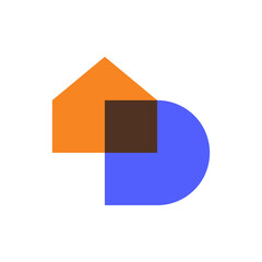 Letter D house overlapping color logo