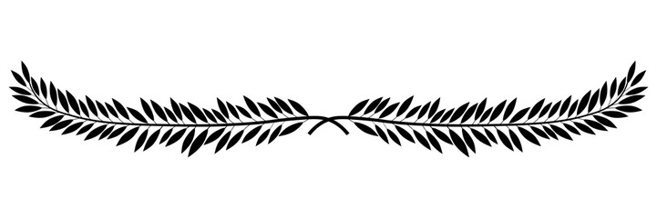 black laurel line decorative isolate on white transparent background vector image