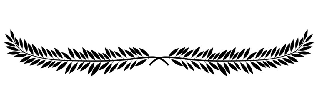 black laurel line decorative isolate on white transparent background vector image