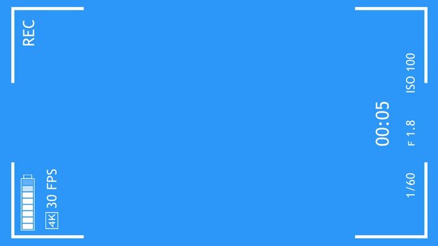 Camera mobile recording screen overlay animation with chroma key. DSLR mobile phone viewfinder animation. 4K recording screen interface of the camera. Camera screen recording animation in green screen
