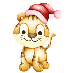 A cute little tiger in the big forest