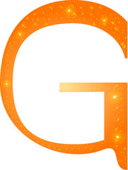 Orange sparkle shiny font, alphabet letter G