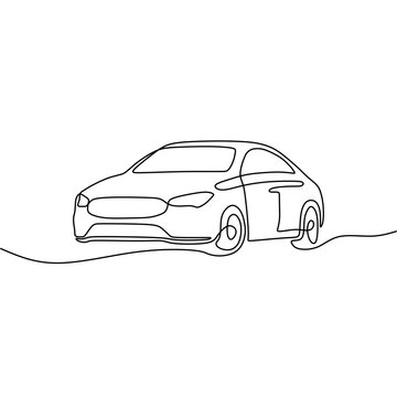 continous line art car automotive black line draw conceptual