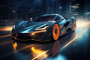 Fototapeta na wymiar Futuristic super sports car speed . Generative AI