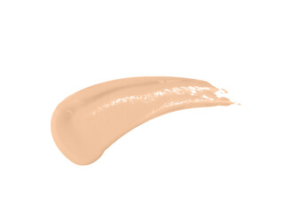 Beige BB Cream cosmetic swipe smear smudge isolated on white background. beige color brush stroke close up. Makeup cream texture background