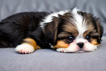 Draw a baby Shih Tzu sleeping. Generative AI