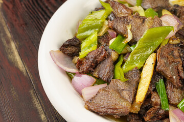 Special Chinese Spicy Stir-Fried Beef and Ingredients