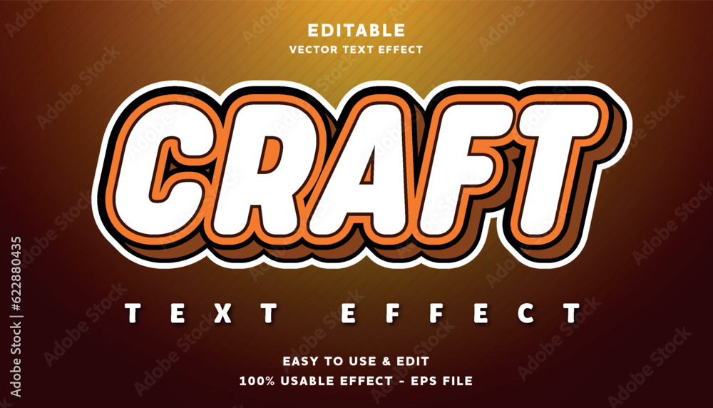 Aufkleber craft editable text effect with modern and simple style