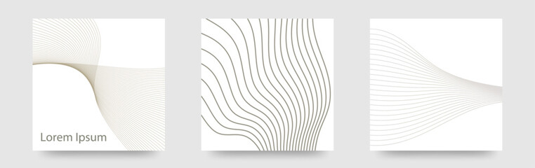 ニュアンスカラーの揺らぐ線　泳ぐ線　3デザインカードセット