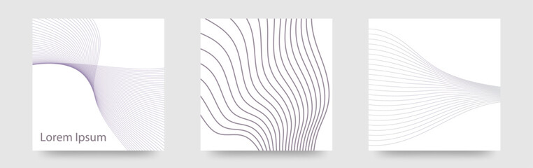 ニュアンスカラーの揺らぐ線　泳ぐ線　3デザインカードセット