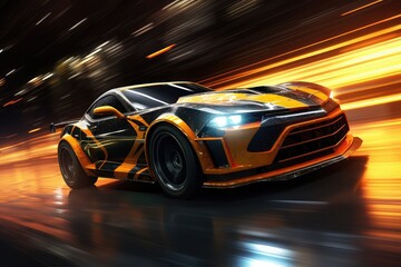 Obraz na płótnie Canvas Futuristic super sports car speed. Generative AI