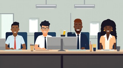 college or university admissions office. racial diversity .flat illustration. Generative AI