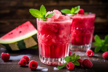 Fresh Watermelon Tropical Fruit Drink. Illustration