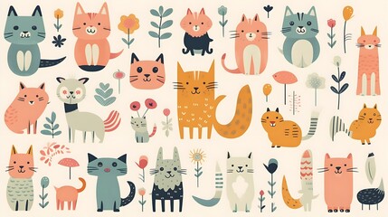 Cute and friendly doodle animals 