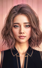 Naklejka premium lovely beautiful asian woman at comfort apartment, generative AI