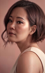 Fototapeta premium lovely beautiful asian woman at comfort apartment, generative AI