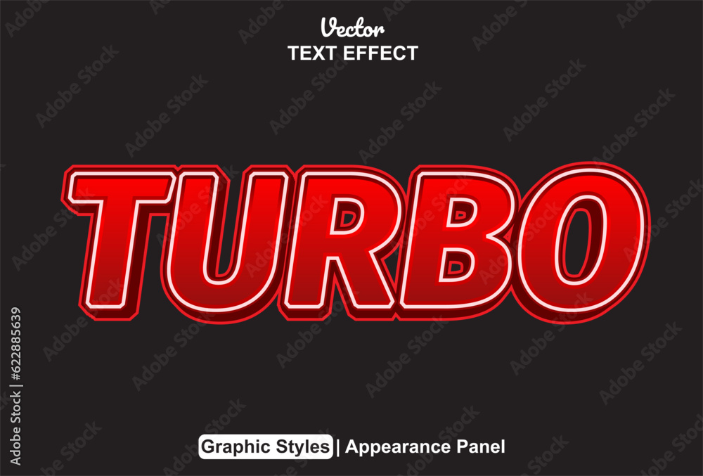 Poster turbo text effect with red color graphic style and editable.