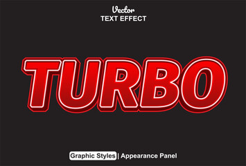 turbo text effect with red color graphic style and editable.