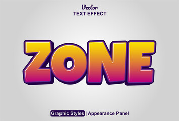 zone text effect with orange graphic style and editable.