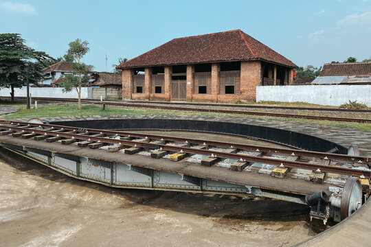 Old traditional turntable for locomotive train at Ambarawa Railway Museum, Central Java, Indonesia