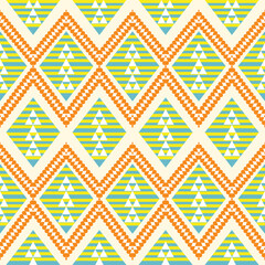 Aztec style seamless geometry pattern with tribal ornament. Ornamental ethnic background collection. Use for fabric prints, surface textures, cloth design, wrapping.