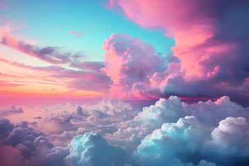 Beautiful View of Colorful Clouds in the Sky with Aesthetic Style Nature Background at Twilight