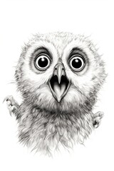 Fototapeta premium Baby Owl looking surprised - generative AI