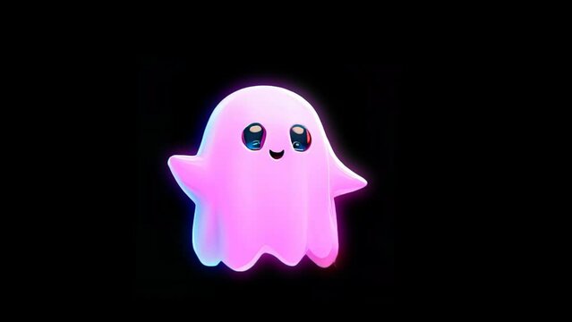 Cute ghost pink color is flying, alpha chnanel.