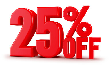 25 Percent Off 3d Number Discount  - obrazy, fototapety, plakaty