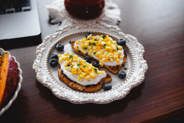 Yogurt Corn and Blueberry Bread