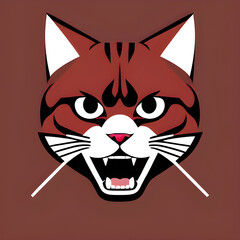 2d vector illustration of a ferocious cat in dark and red colors the cat