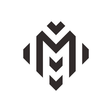 Naklejka ceramic monogram logo forming the letter m