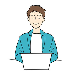 ノートパソコンとビジネスマン