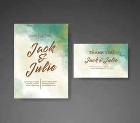 Wedding invitation with abstract watercolor background