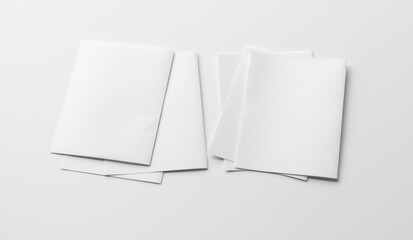 White paper mock-ups isolated on white background, Blank portrait paper A4. brochure newspaper magazine, can use poster banners products business texture for your.