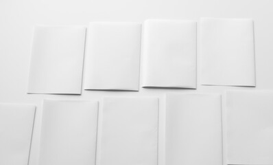 White paper mock-ups isolated on white background, Blank portrait paper A4. brochure newspaper magazine, can use poster banners products business texture for your.