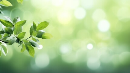 green leaves on blurred background for text spring