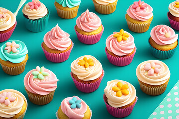 delicious cupcakes appetizing cupcakes on a pastel background high quality photo