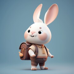 3d character Rabbit as a back to school concept smiling expression.